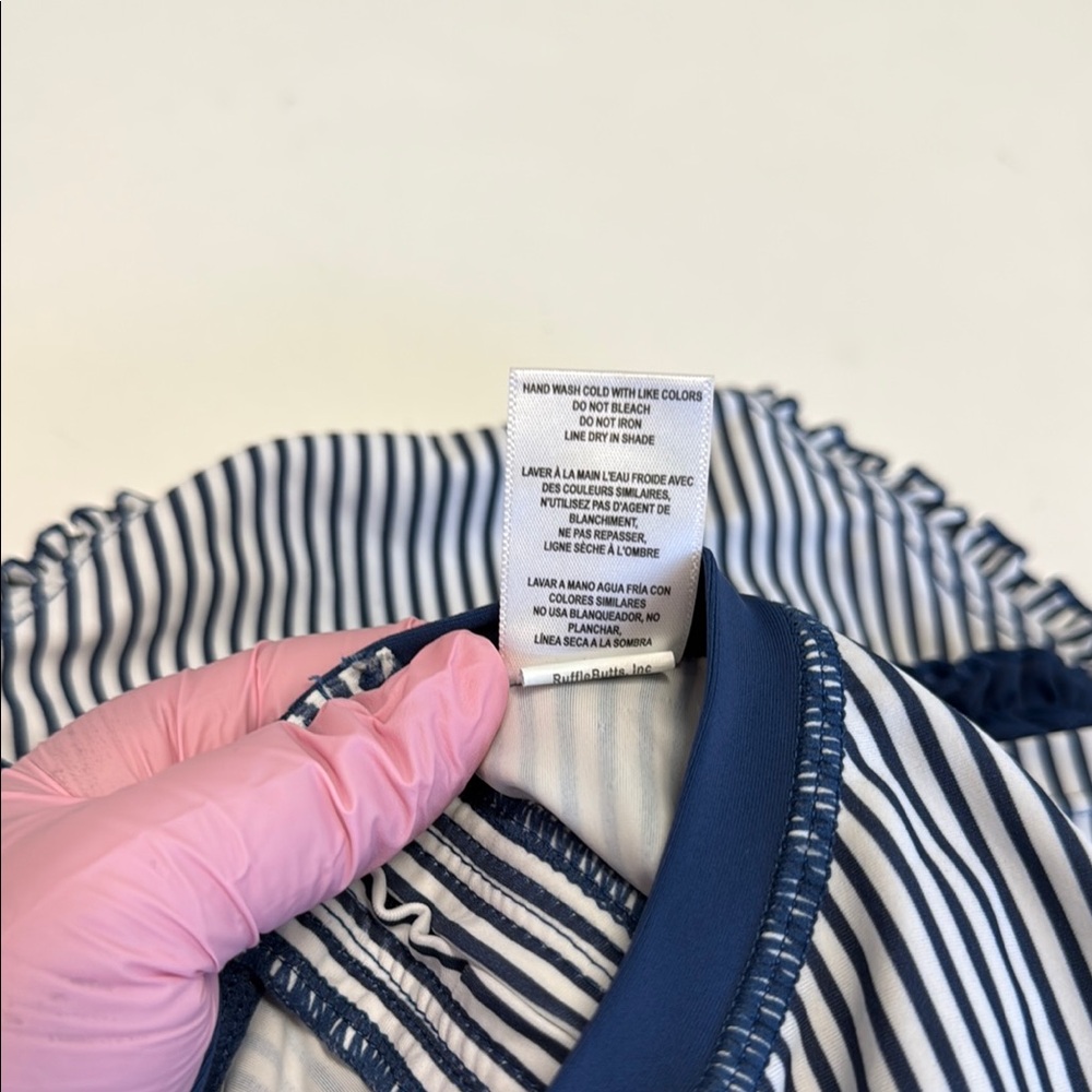 Ruffle Butts Navy and White Striped Bodysuit - Picture 4 of 4